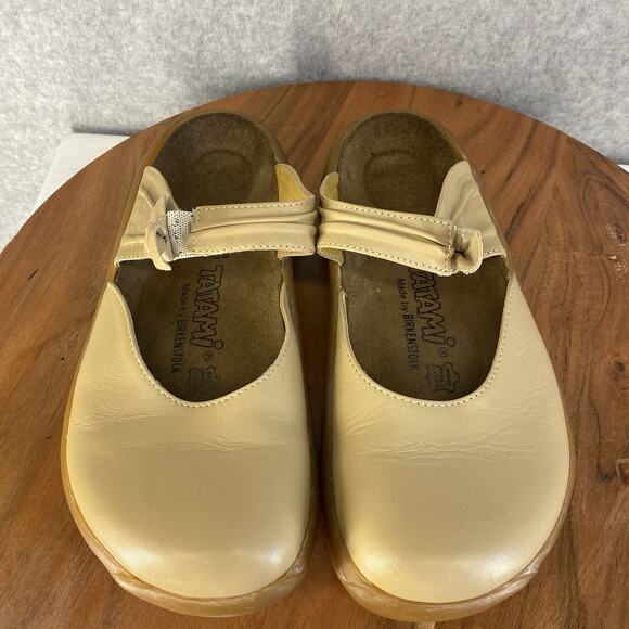 🤎 Birkenstock Tatami Womens 37 / 6 Tan Leather Bow Clogs 🤎 - Picture 5 of 12